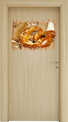 délicieuse percée en Bois Bretzel en Apparence 3D, la Taille de la Vignette Mur ou de Porte: 62x42cm, Stickers muraux, Sticker Mural, décoration Murale Cover