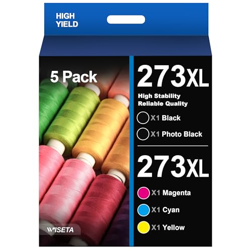 Wiseta 273 273XL Ink Cartridges Remanufactured Replacement for Epson 273XL Ink Cartridges to Use with Epson XP-520 XP-600 XP-610 XP-620 XP-800 XP-810 XP-8200 Printer(5 Pack)