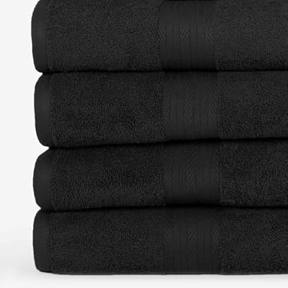 Ample Decor Badezimmer Handtuch Set 18-4 Handtuch, 4 Badetuch, 10 Waschlappen - Oeko Tex Zertifiziert 600GSM 100% Baumwolle - Hohe Saugfähigkeit Schnell Trocknend, ideal zum Verschenken - Schwarz – Bild 4