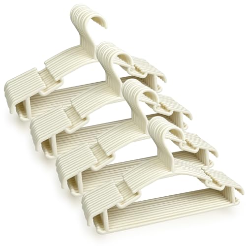Lectorias Pack de 40 Perchas Ropa Bebe Blanco 28 cm, Perchas Infantiles con Ganchos para Ahorrar Espacio para, Perchas Niños Duraderas de Plástico para Ropa Infantil Pantalones Abrigos Faldas