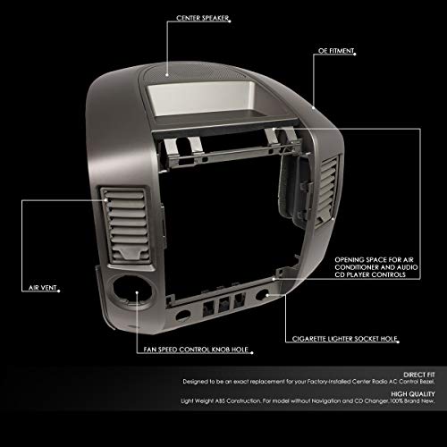 Dna Motoring Ztl-Y-0146 Center Dash Audio A/C Vent Surround Bezel W/Speaker Cover,Grey #TOP1