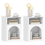 HOMCOM Lot de 2 Tables de Chevet Design Arqué 40 x 30 x 60 cm Blanc