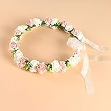 JOY'S DAY New Year gift Wedding Flower Crown Girls' Accessories Floral Adjustable Wreath Headband Floral Garland Headbands photo props (Baby Pink)