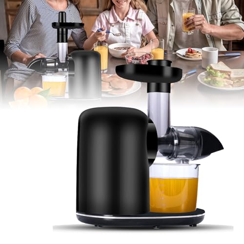 Exprimidor masticador de gran diámetro, exprimidor de baja velocidad, pequeño y portátil + separación automática de jugo + extraíble y lavable, adecuado para frutas y verduras de hasta 50 mm, negro