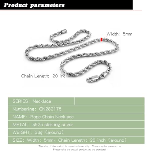 Men 925 Sterling Silver 5mm Twist Rope Chain Necklace 24k Real Gold Plated Women Diamond Cut Clasp Rope Box Chain 18" 20 "22" 24 "26" 28 "30" Chocker Jewelry Gifts3