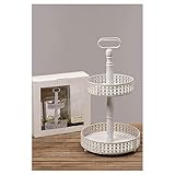 etagere antik glas aus hochwertigem Material Etagere Emilia 2-stöckig aus Holz in weiß, Höhe: 46 cm, Ø ca. 26 cm und Ø ca. 20