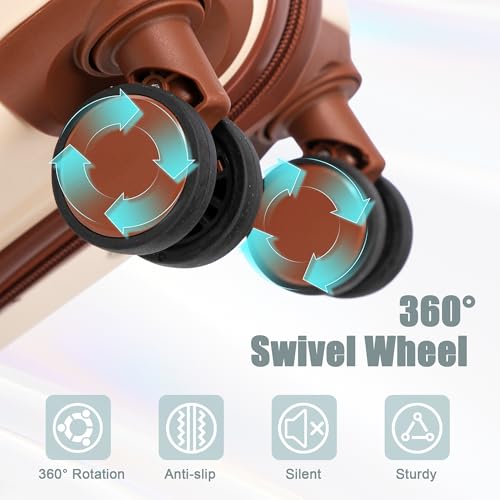 Image of Hardside Luggage, Lightweight Durable ABS Suitcase Spinner Wheels, 20+14 Luggage
