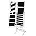 Best Choice Products Mirrored Jewelry Cabinet Armoire w/ Stand Rings, Necklaces, Bracelets - White