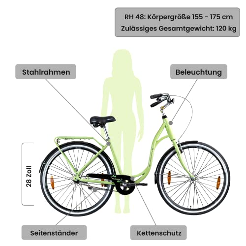 Galano Summer Singlespeed Fiets 155-175 cm retro damesfiets dieptebeginner 28 inch Fixie Bike Hollandfiets zonder… - Afbeelding 3