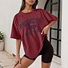 T shirt Women Casual Printed Short Sleeve Crew Neck T-Shirt for Women, Brick Red, M #2