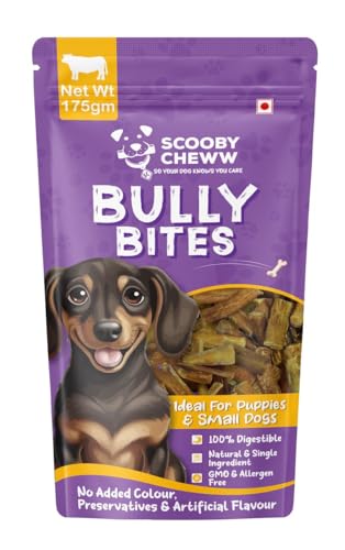 Scooby Cheww Organic Dried Bully Chew Thick Sticks 100% Natural Protein Rich Dog Treat, Long Lasting Single Ingredient, Rawhide Free, Dog Food for Small, Medium and Adult Dogs (Bully Bite)