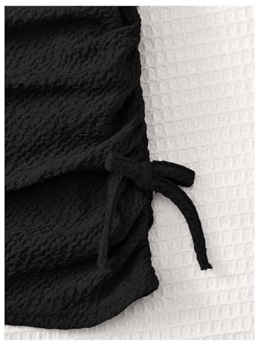 OYOANGLE Girl's Drawstring Side Short Sleeve Dress Textured Ruched Pencil Short Dresses3