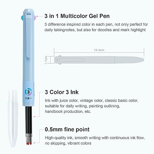 Bolígrafos Gel 3 en 1 Woomer 6 unidades 18 colores 0.5 mm miniatura 2