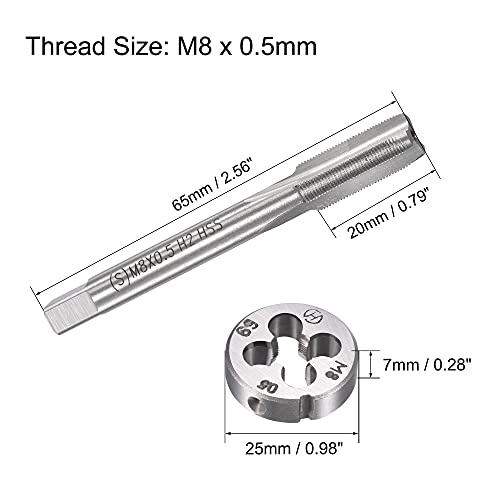 sourcing map Gewindebohrer Schneideisen Set M8 x 0,5mm, Gewindeschneider Schneideisen Set mit Legierungswerkzeug