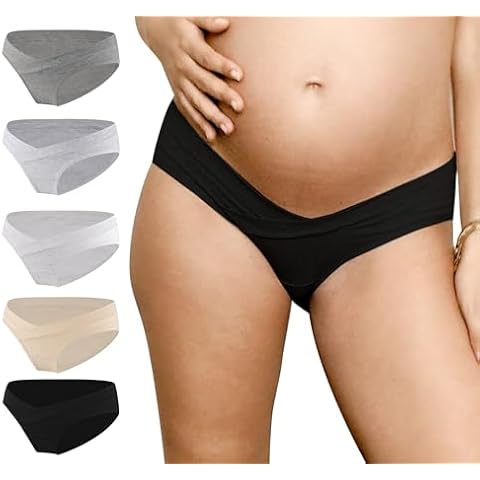 YESWEL Women's Maternity Underwear, Cotton Pregnancy Bikini Panties, Under The Bump, 5 Pack (X-Large, Multicolor02) Cover