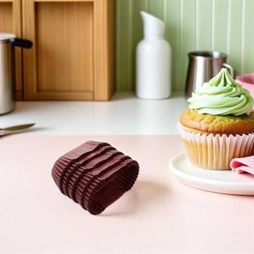 Moldes ovalados de papel café, capacillos desechables de 9 cm para repostería 6