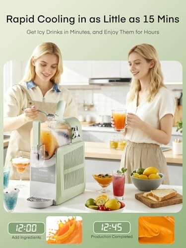 Image of FOHERE Slushie Machine, 88 oz Slushy Machine for Home, Professional Frozen Drink Maker with Self-Clean, Rapid Cooling, 12H Freshness, for Milkshake, Margarita Smoothie, Frappes (Pea Green)
