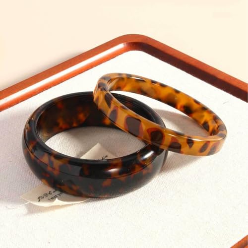 Chunky Tortoiseshell Leopard Print Bracelet Geometric Wide-face Statement Bangle Bracelet for Women Tortoiseshell Colored Holiday Party Jewelry3