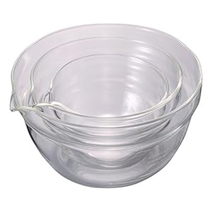 HARIO KB-1318 Single-Mouth Bowl, Heat Resistant Glass, Set of 3, Clear, Made in Japan