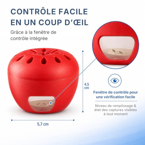 Novokill 2X Piège Moucherons Fruits + 30ml Appât – Piège Mouche de Fruits Cuisine – Fruit Fly Trap – Réutilisable – Action Longue durée – vue 8