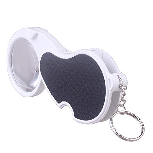 FitHom LED Lighted Folding 5X Loupe Pocket Magnifier Keychain, 43mm Diameter – Illuminated