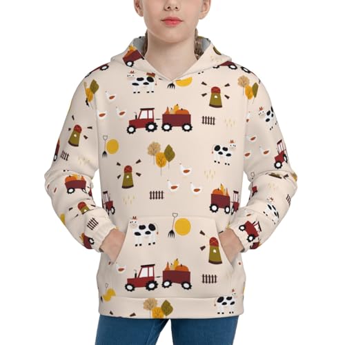 Cute Cartoon Farm Kids Pullover Hoodies Boys Sweatshirts Girls Athletic Clothes with Pocket