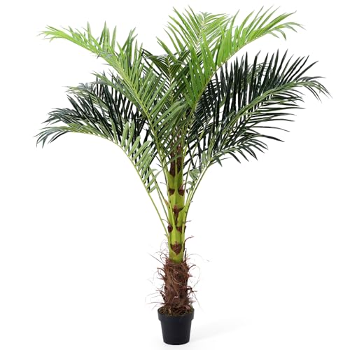 Warmiehomy Kunstpflanzen Groß 180cm Künstliche Palme im Topf Grün Plastikpflanzen Fake Palm Tree Faux Pflanze für Indoor Outdoor Modern Decor 1 Stück