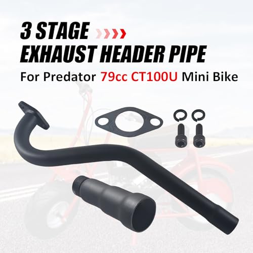 Image of 3 Stage Exhaust Header Pipe For Predator 79cc 98cc 3HP For Coleman CT100U Mini Bike Black