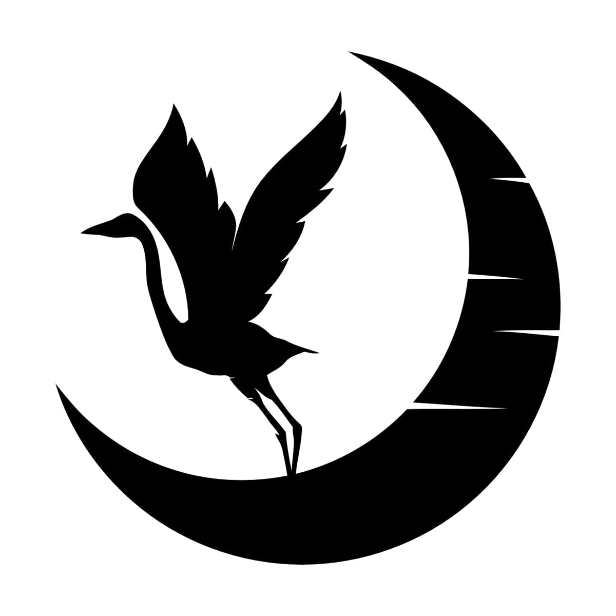 Crescent Moon Bird Flying Night Wall Stickers Paster Paper 36x36.9cm Can Modify and add Information Small Black — image 1