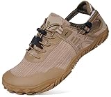 Water Shoes for Women Men Aqua Minimalist Barefoot Sneakers with Arch Support Quick-Dry for Outdoor Wide Toe Box Closed Toe Sandals Swim Beach Pool,Khaki,42,10.5 US Women/9.5 US Men