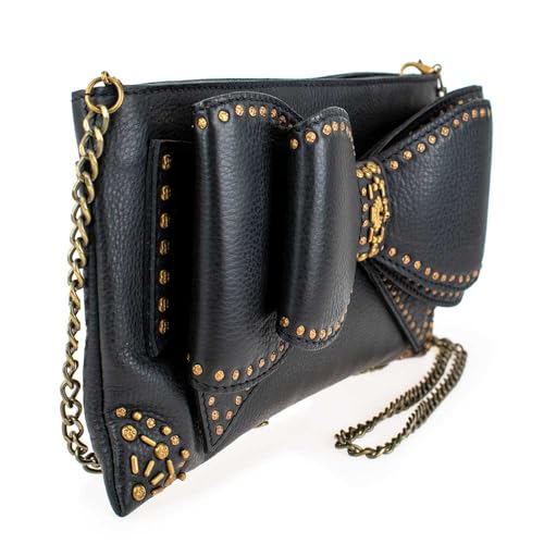 Mary Frances Bowed Over Handbag Studded Leather Bow Crossbody Bag Novelty Purse, Black3