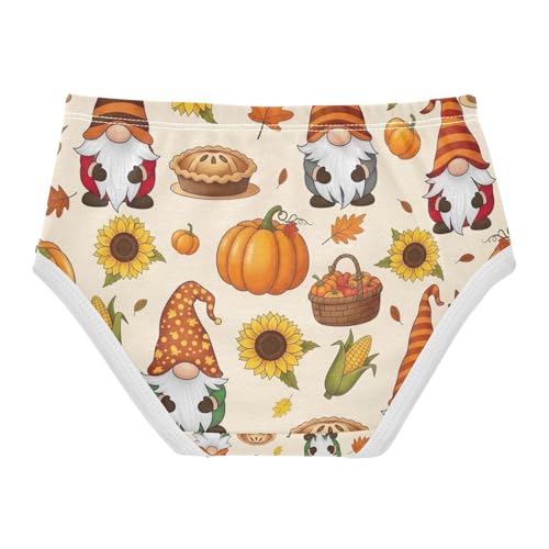 Toddler Girl Panties, Thanksgiving Gnomes Cotton Girls Underwear, 2T–8 Years2
