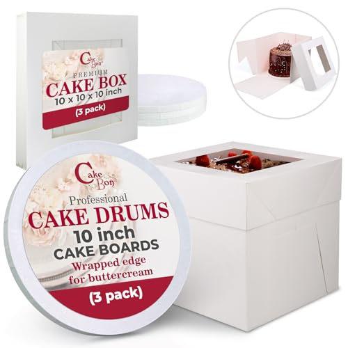 Cakebon Cake Boxes with Boards - 10 Inch Round Cake