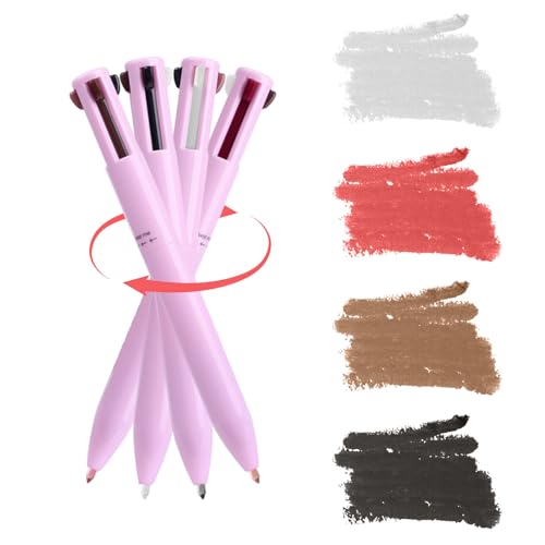 4-in-1-Makeup-Stift Eyeliner Brow Liner Lip Liner & Highlighter-Stift wasserfester langanhaltender All-in-One-Makeup-Stift Eyeliner Augenbrauenstift Lippenkonturenstift und Textmarker (#Rosa)