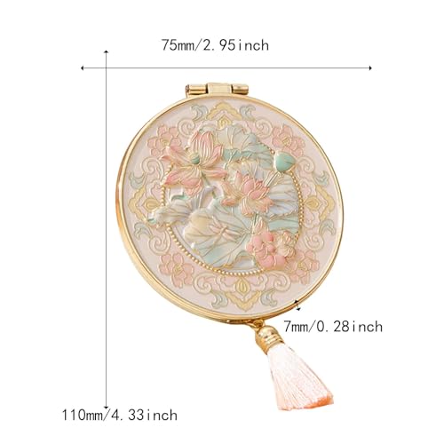 Miroir de maquillage pliable rose compact double face métal - 4
