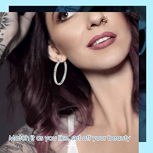Diamond Hoop Earrings for Women Glitter Rhinestone Round Earrings Crystal Hoop Earrings Loop Earrings for Women Cute Luxury Hoop Bling Earrings for Girls Women