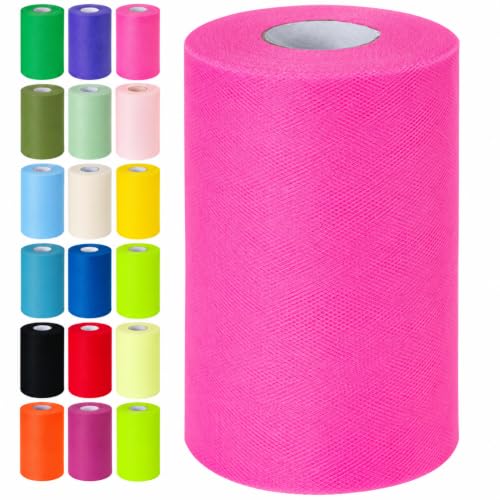 Pink Tulle Fabric Rolls 6 Inch by 100 Yards Tulle Roll Spool Fabric