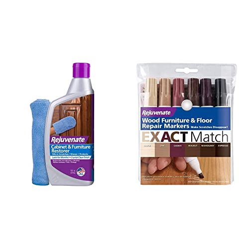 Rejuvenate Cabinet & Furniture Restorer And Touch Up Markers Kit, Fills Scratches, Seals and Protects Wood, Restores Life To Cabinets And Furniture