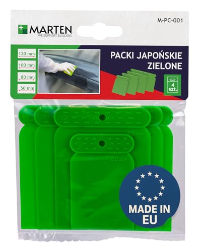 MARTEN Japanspachtel Set – 4-tlg Kunststoff Spachtel – Flexibel & Vielseitig – Ideal zum Ausbessern, für Lehmputz, Kalkputz & Dekorative Oberflächen – Ergonomisch & Leicht zu Reinigen
