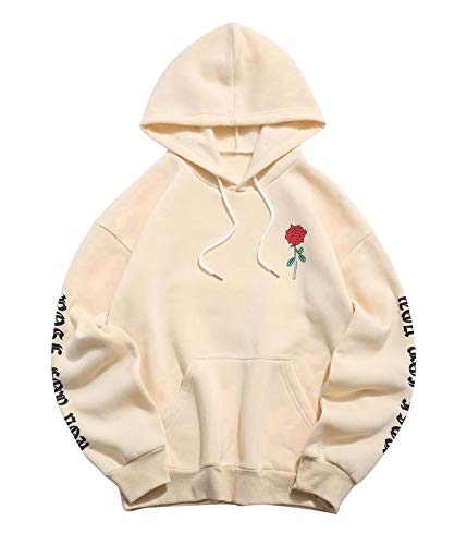 ORANDESIGNE Herren Rosenbrief Vlies Känguru Tasche Kordelzug Hoodie Zur...