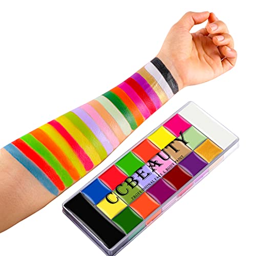 Ccbeauty Face Paint Kit Face Paint Makeup Palette (14 Regular + 6 Uv Glow Colors) Large Black White Pan Face Painting Kit With 10 Face Paint Brushes For Halloween Cosplay Makeup，Stage Makeup Kit #TOP5