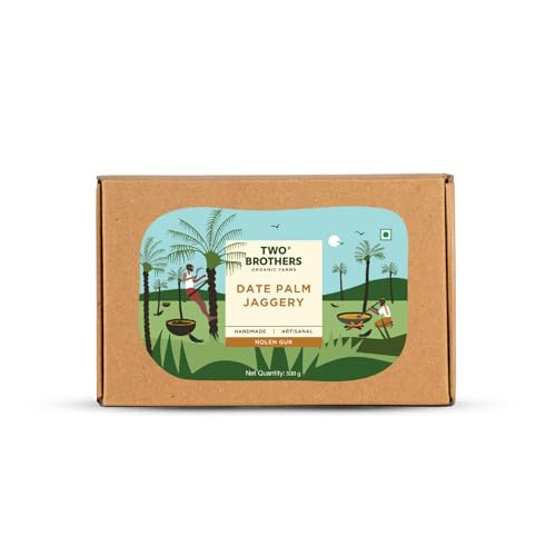 Image of Two Brothers Organic Farms Date Palm Jaggery /Nolen /Jhola Gur No Additives or Preservatives, Healthy and Tasty (Date Palm Jaggery Solid 500 gm)