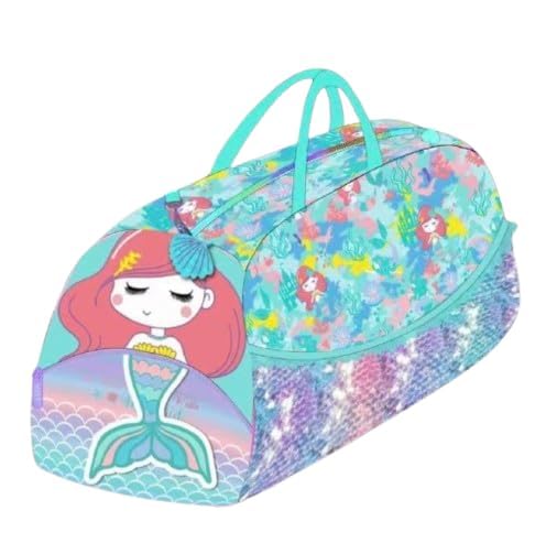 Image of 3D Design Duffle Bag for Kids & Adult| Large Compartment Foldable Luggage with Shoulder Strap | Lightweight Travel & Short Trips Storage Organizer for Women (Mermaid)