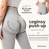 Bellivalini Legginsy damskie Push Up wysoki stan Sport Fitness BLV50-255 (Szary Melanż, XL)
