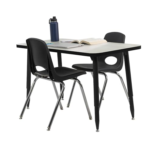 Image of Adapte Commercial Dry-Erase Classroom Activity Table - 24 inch x 48 inch Rectangle Whiteboard, ADA Compliant Tapered Legs, Glides & Casters Adjustable Height 22-34 inch Wheelchair Accessible, School Furniture
