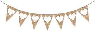 Heart Banner Garland Wedding Engagement Party Decorations Valentines Day Anniversary Photo Props Vintage Rustic Burlap Love Hanging Bunting Sign