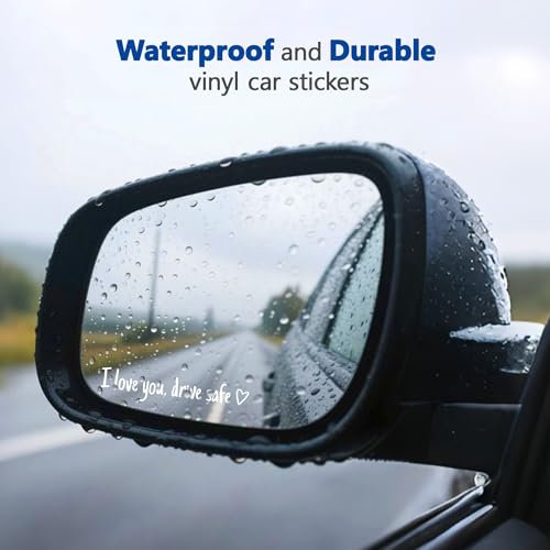 Image of 2-Pack I Love You Drive Safe Mirror Sticker, Vinyl Rearview Mirror Car Stickers and Decals with 4PCS Hanging Paper Car Air Freshener, Mirror Accessories and Decor for Women, Men