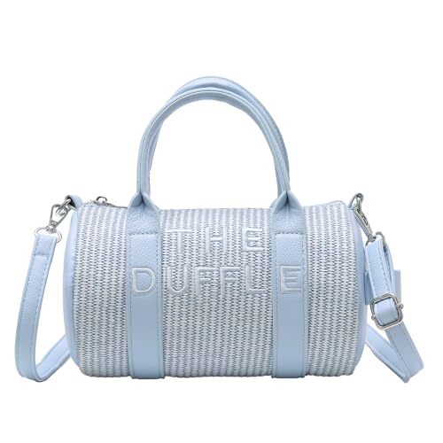 Straw Bucket Bag Small Summer Straw Purses for Women Trendy Woven Crossbody Bag Duffle Shoulder Handbag