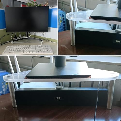 Support d'écran en acrylique triangulaire pour angle de bureau PC - 3