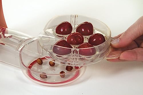Cherry Stoner Remover,Cherry Seed Remover Multi Cherry Pitter Cherry Stone Seed Removal Core Easy Squeeze with Grip 6 Cherries Pitter Red